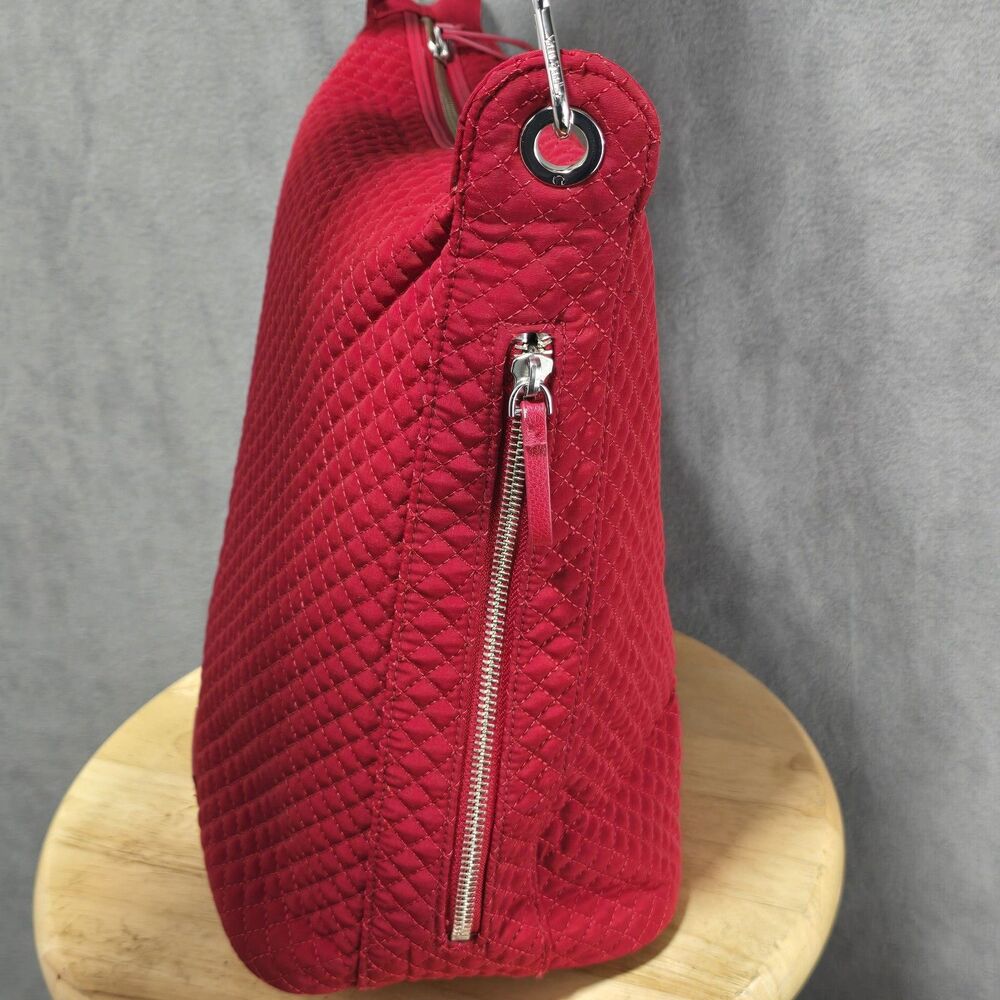 Vera Bradley Hobo Shoulder Bag Purse‎  True Red Quilted Side Pocket 14x12x6 - Picture 3 of 5